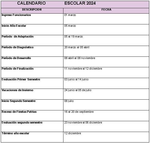 Calendario escolar 2024 6